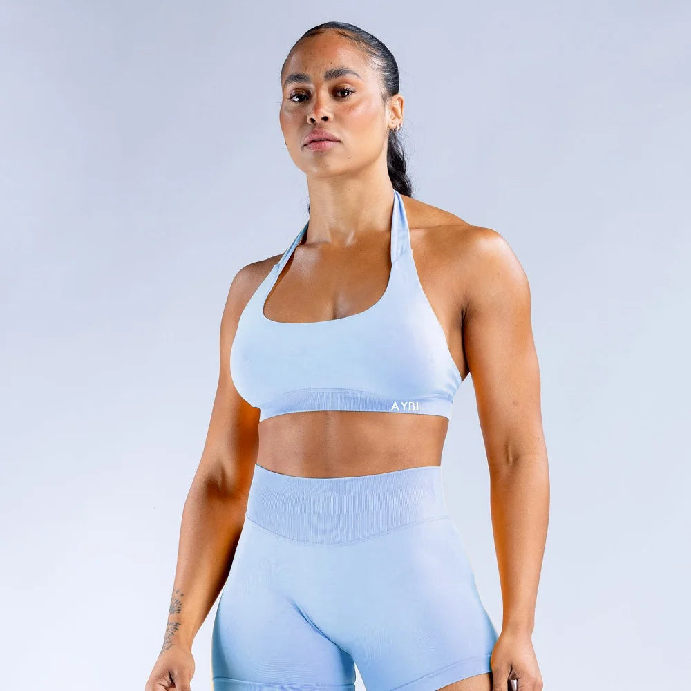 Impact Sports Bra Women Seamless Yoga Underwear Halter Neck Strap Open Back Design Gym Top Workout Fitness Running Bra - ATFH