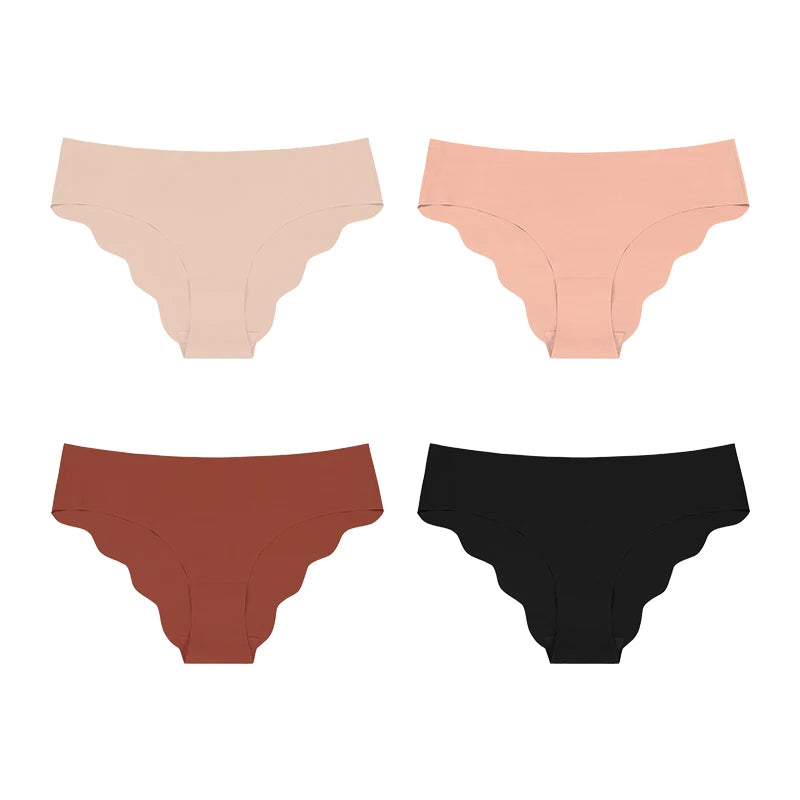 Hot Sale New Design Laser Cut Ladies Low Waist No Trace Panty Women Comfortable Ice Silk Invisible Seamless Panties