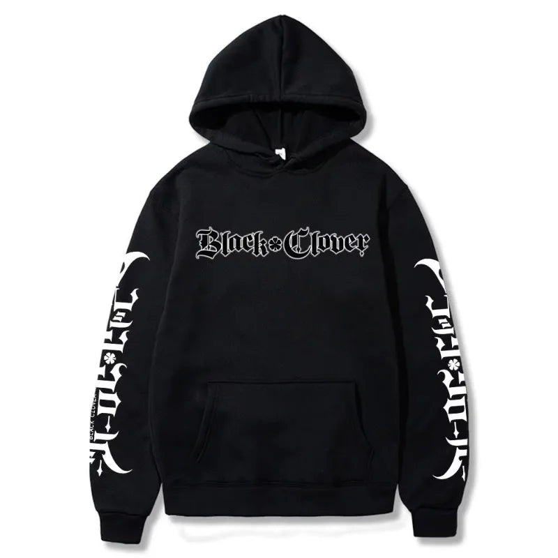 Anime Black Clover Letter Printed Hooded Men Women Manga Hoodies Long Sleeve Prevalent Streetwear Harajuku Unisex Sweatshirt - ATFH