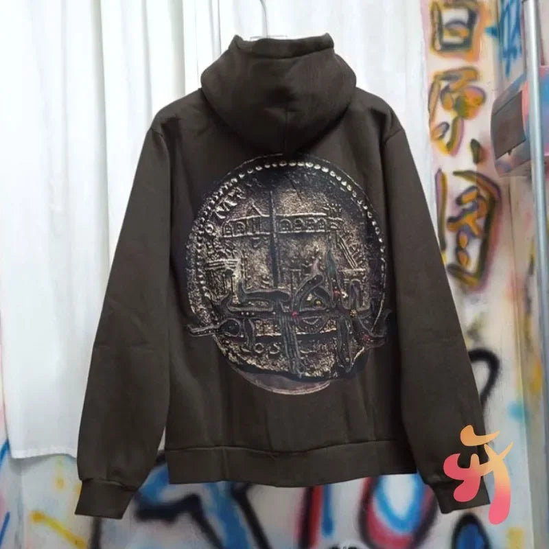 Winter Brown Fleece Utopia Jackets High Quality Vinatge Print Zipper Hoodie Hiphop Street Cactus Jack Hoodys Men Women Cleanfit - ATFH