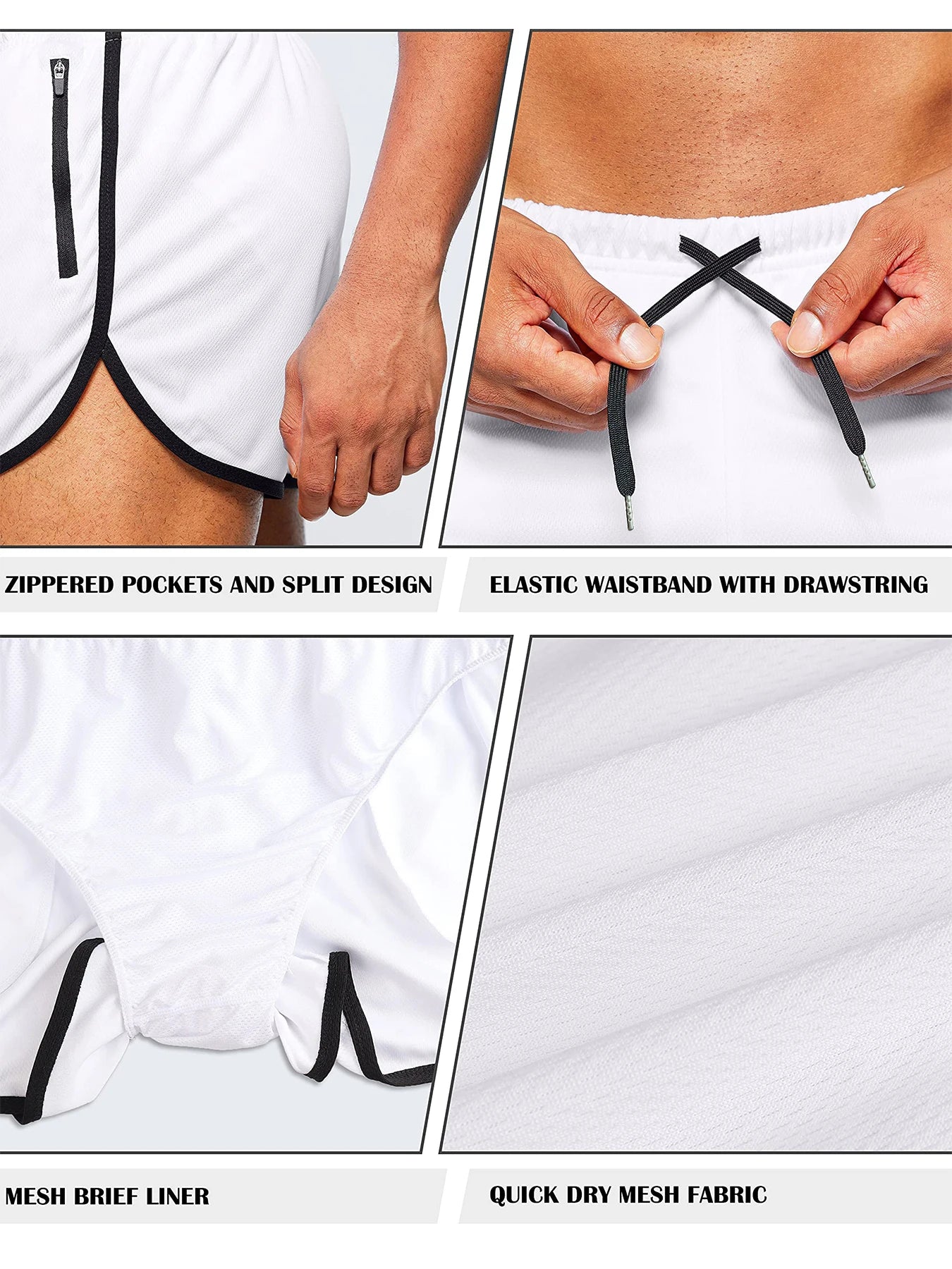 Men's new beach shorts running shorts 3-inch quick drying fitness running fashionable fitness shorts
