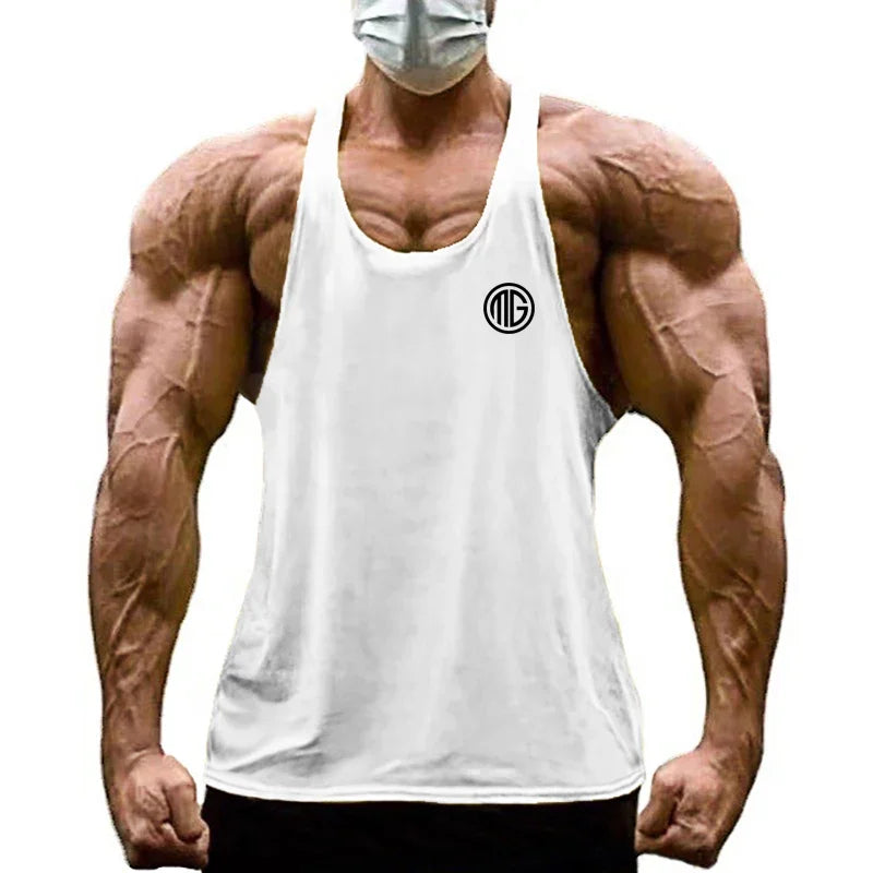 Men's Bodybuilding Muscle Tank Tops Gym Workout Stringer Fitness T-Shirt Cotton Breathable Undershirt Casual Sleeveless Vests