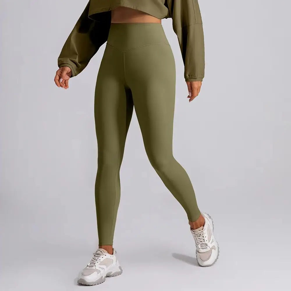 Elastic High Waist Leggings Women Solid Tights Push Up Butt Lift Fitness Yoga Pants Women's Fashion Skinnly Gym Sports Leggings - ATFH
