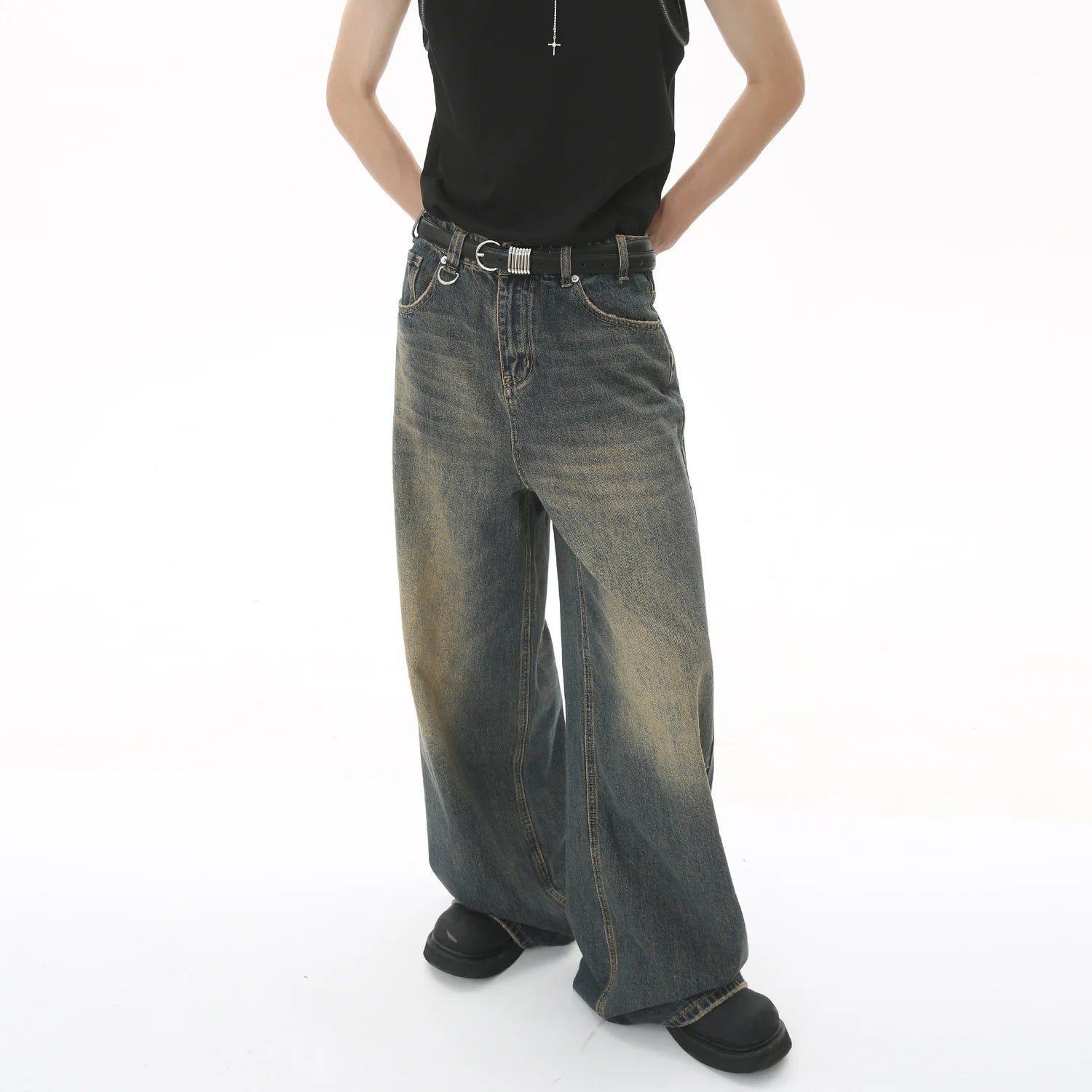 New Men's Baggy Straight Leg Wide Leg Jeans Male Fashion Vintage Wash Casual Denim Pants Youth Popular Brand Streetwear Trousers ATFH