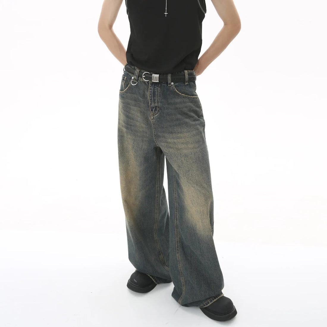 New Men's Baggy Straight Leg Wide Leg Jeans Male Fashion Vintage Wash Casual Denim Pants Youth Popular Brand Streetwear Trousers ATFH