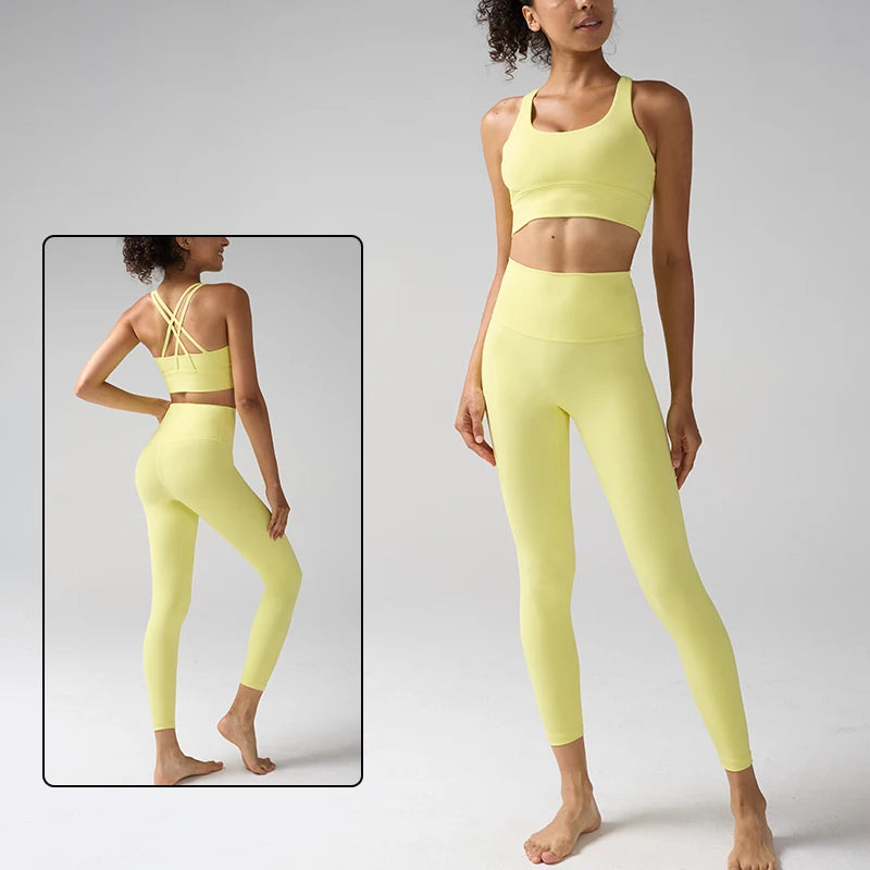 Women's Yoga Set Workout Set 2 Piece High Waist Yoga Leggings Sports Bra Gym Suit Activewear Sports Fitness Set Sports Suit - ATFH