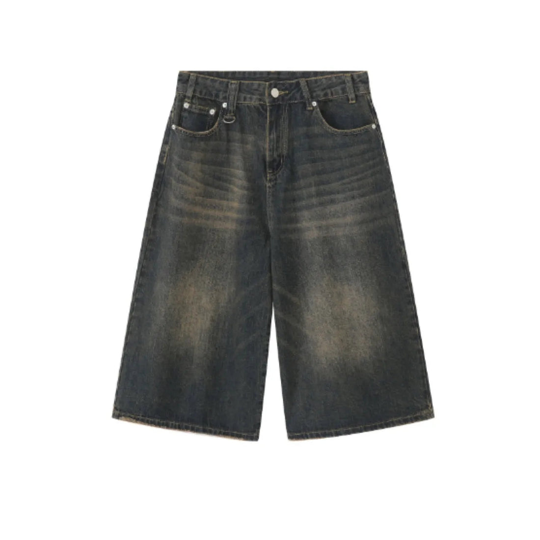 Men's 2026 Summer American High Street Retro Gradient Washed Denim Shorts Lazy Youth Trendy Ins New Versatile Casual Capri Pants ATFH