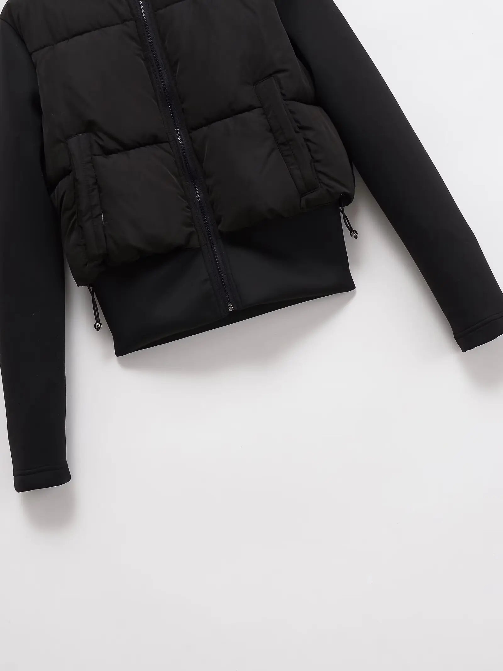 2025 WOMAN  Autumn New Fashion Short Stitching Hooded cotton-padded jacket Chic Zipper Joker Coat Outerwear Mujer