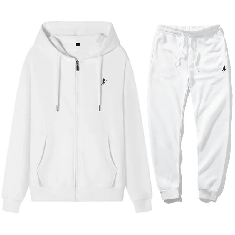 Men's classic hoodies and sport pants for autumn and winter, suitable for casual fitness, warmth and casual sportswear sets in a - ATFH