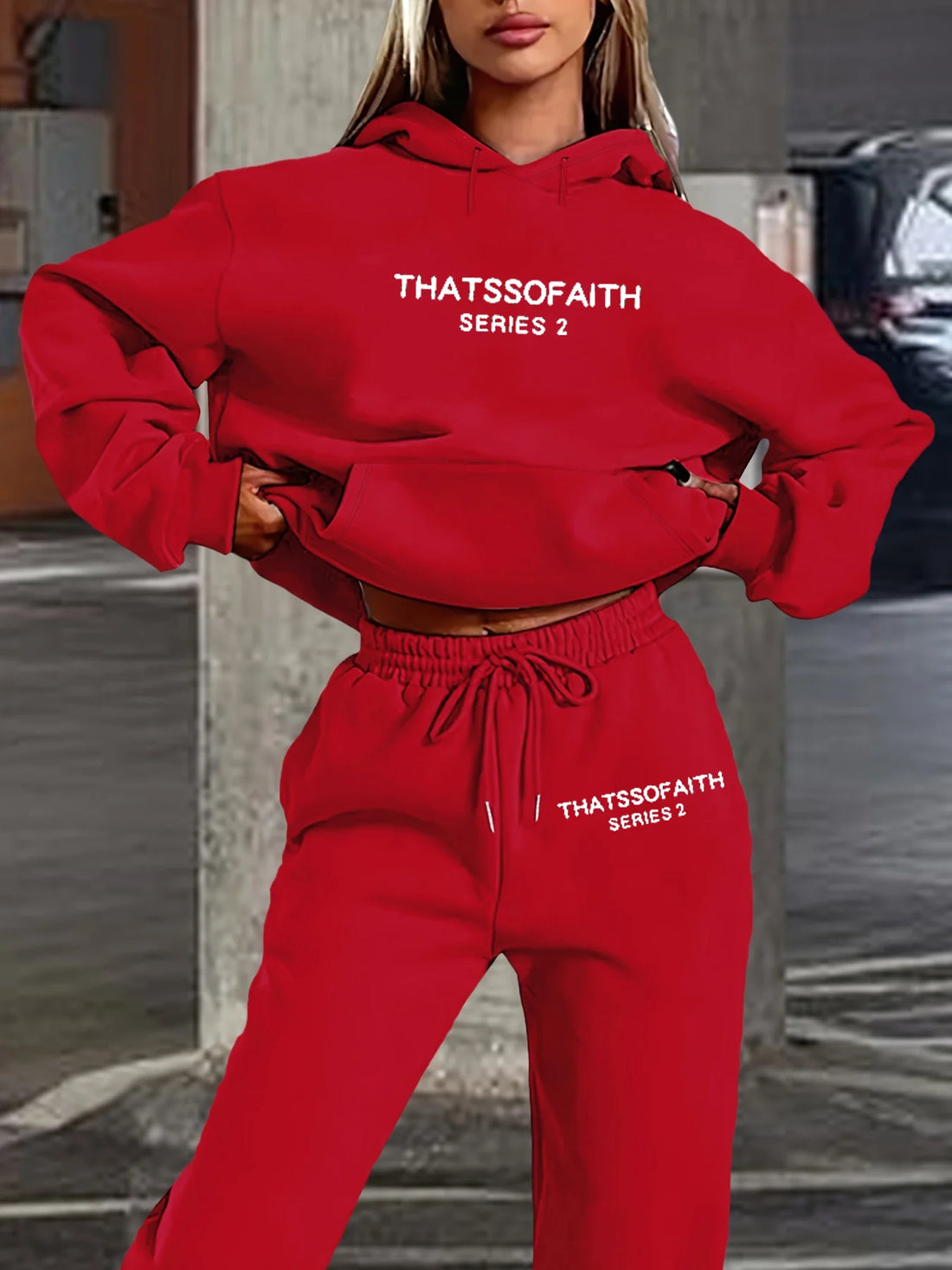 Women's Hoodie+Sweatpants Set Hip Hop Street Casual Letter Printed Loose Sweatshirt Autumn Fleece Warm Clothing