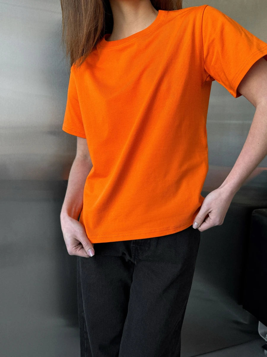 Hirsionsan Basic Cotton T Shirt Women 2026 Summer New Loose Solid Tees 19 Color Casual Loose Tshirt Oversized O Neck Female Tops - ATFH