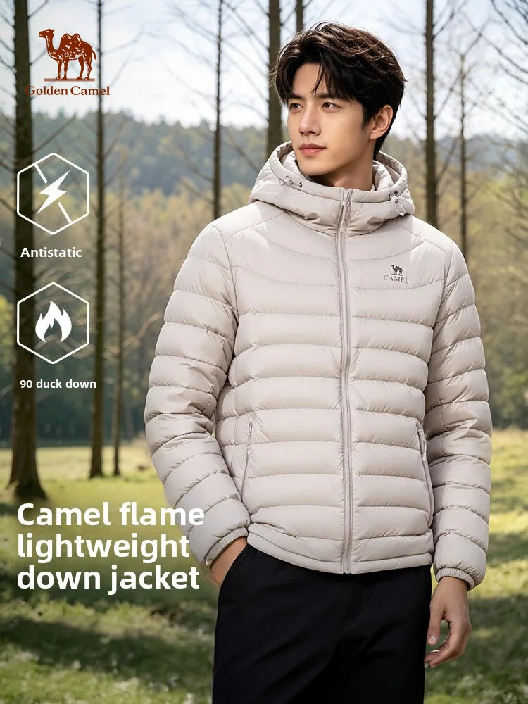Golden Camel Winter Men Duck's Down Jackets Ultralight 650FP Windproof Waterproof Down Hooded Outdoor Camping Coat Hiking Jacket