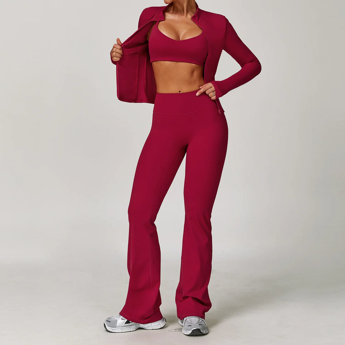 2/3PCS Yoga Suit Sports Set Gym Set Women Tracksuit Running Workout Clothes Long Sleeve Sports Bra Athletic Wear Yoga Clothing - ATFH