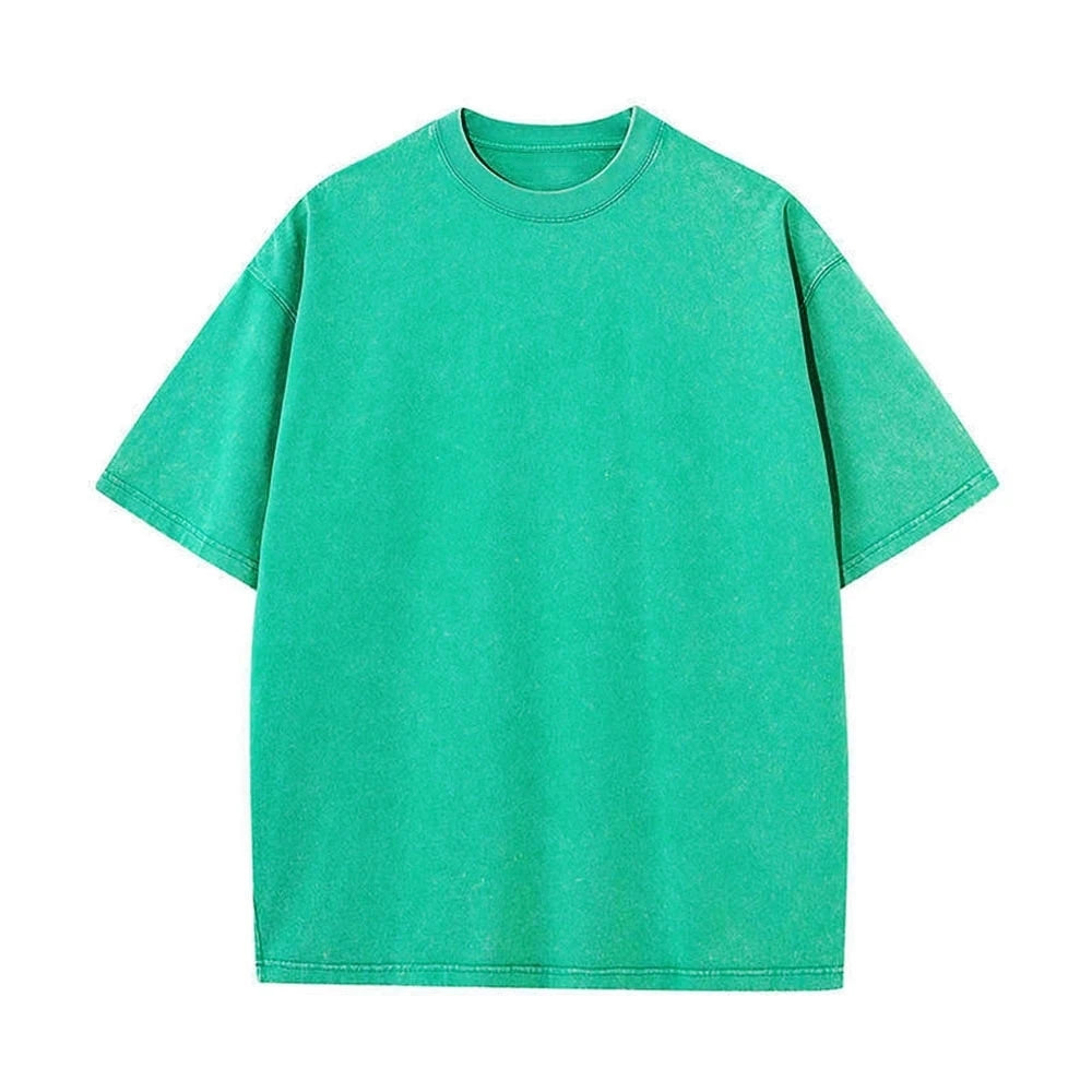 Washed T-Shirt 230G 100Cotton Solid Oversized Loose Fitness Mens Tee Tops Dropped Shoulders Short Sleeve Gym Bodybuilding Shirts ATFH