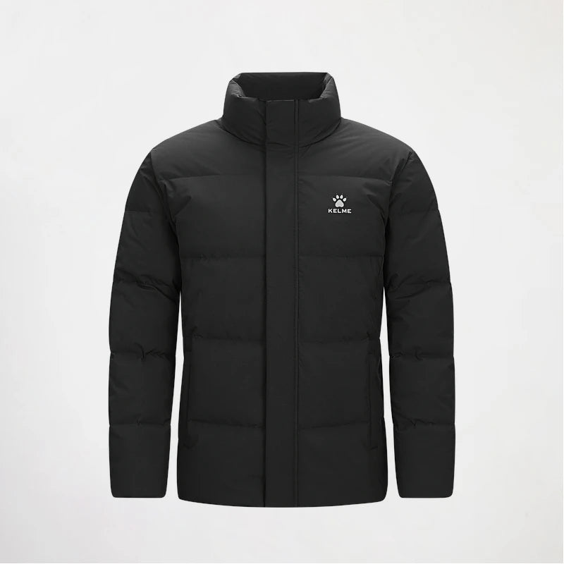 Kelme Short Down Jacket Men's Winter Stand Up Collar Outdoor Running Training Warm Jacket Daily Training Windproof Jacket