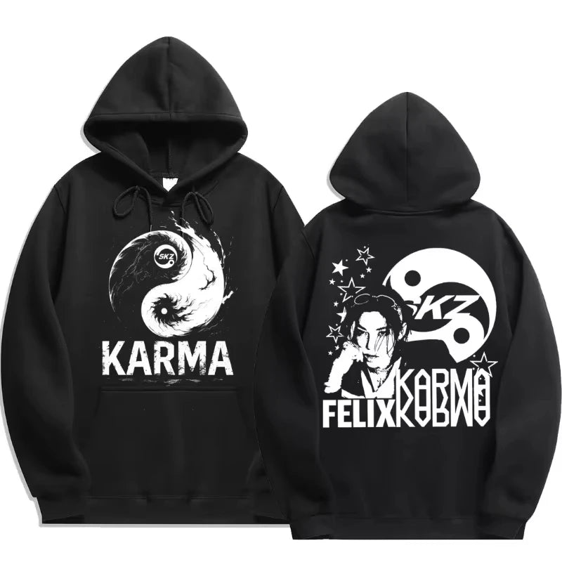 KPOP's fourth album KARMA printed men's hoodie FELIX HAN BANGCHAN CHANGBIN HYUNJIN LEE fashion hoodie