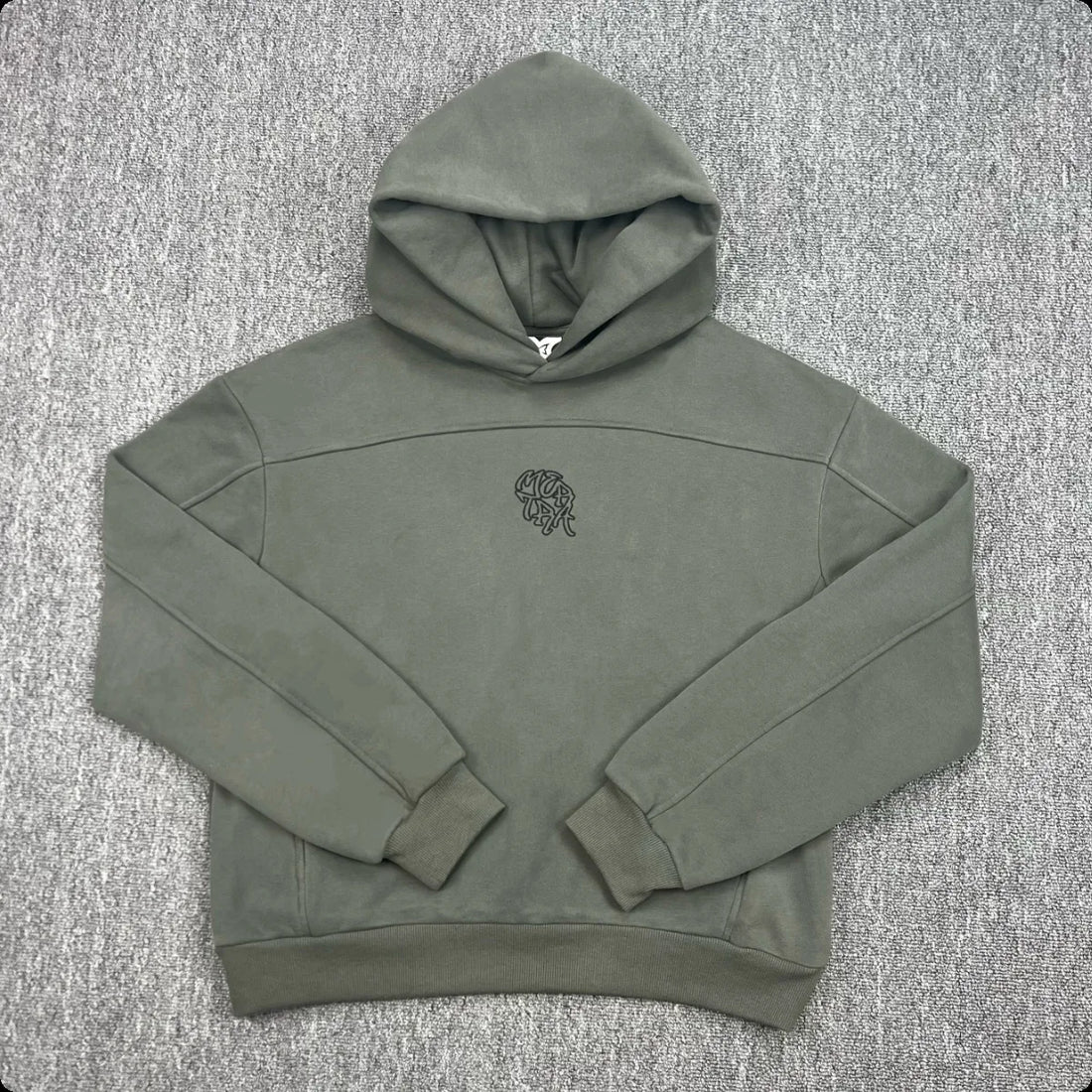 Mertra Patchwork Embroidery Fleece High Street Loose Autumn-Winter Men's and Women's Couple Sleeve Hooded Sweatshirt - ATFH