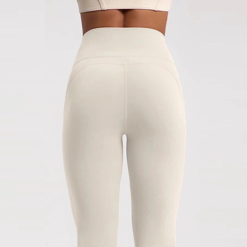 Women's High-Waisted Flared Pants, Elastic Waist, Cinching Hip-Lifting, Casual Yoga Pan for All-Season Exercise and Outdoor Wear ATFH