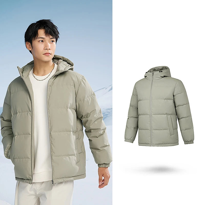 QIAODAN Men's Down Jackets Winter New High Quality Warm Short Coat Fashion Outdoor Windproof Hooded Tops Outerwear QXEGM3244010