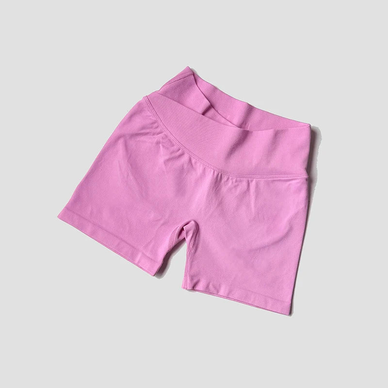 Summer High Waisted Training Workout Shorts Seamless Cross Waist Sexy Running Fitness Short Pants Solid Color Gym Leggings Tahsi Fashion House