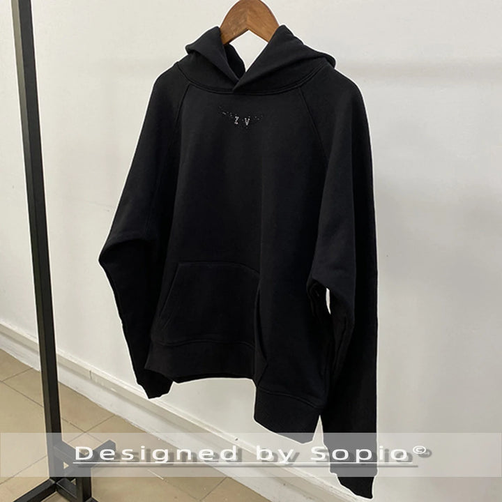 Black Strass Hoodies Women Autumn Winter Long Sleeve Oversized Sweatshirt Tops Lady Fashion Hooded Sweatshirt Streetwear 2026 - ATFH