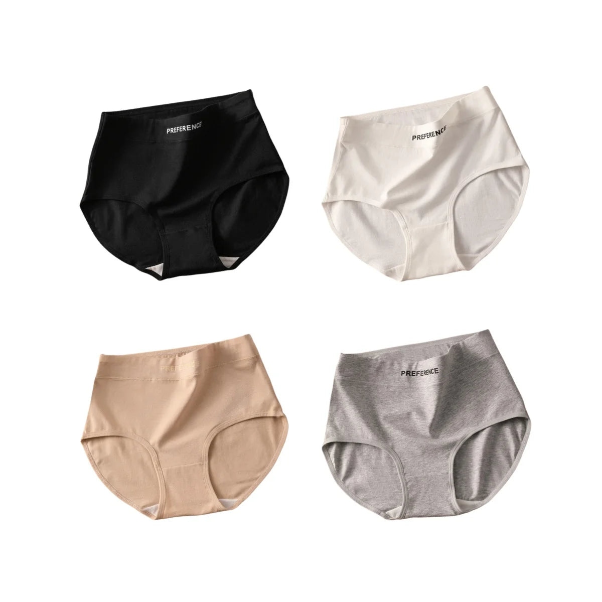 4Pcs/Set Women High-Waist Briefs Tummy Control Panties Soft & Breathable Cotton Underwear Plus Size Comfort Lingerie M-XXL