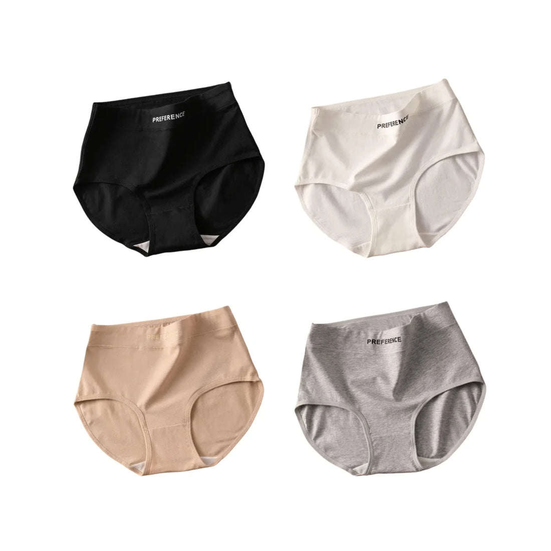 4Pcs/Set Women High-Waist Briefs Tummy Control Panties Soft & Breathable Cotton Underwear Plus Size Comfort Lingerie M-XXL