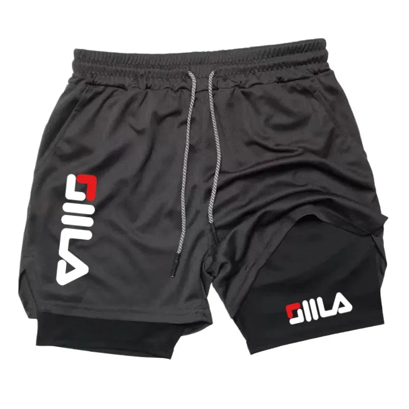 2026 Men's Fashion Double Layer Athletic Shorts Sports Shorts, Double Layer Quick Dry Basketball Muscle Gym