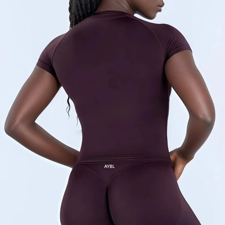 2 Pieces Sports Sets Short Sleeve Sculpt T Shirt Seamless Yoga Top Fitness Set Women Workout Running Sports Shorts Gym Suit - ATFH