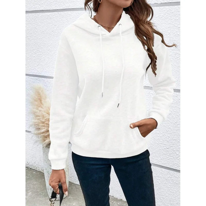 Long Sleeve Hoodie with Pocket Women's Casual Sportswear Set Winter Collection Fashionable Comfortable Streetwear