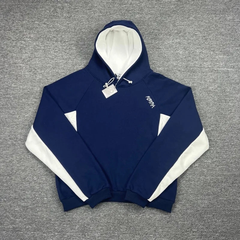 Mertra Patchwork Embroidery Fleece High Street Loose Autumn-Winter Men's and Women's Couple Sleeve Hooded Sweatshirt - ATFH