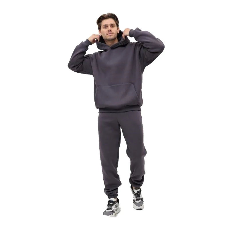 New in Hoodies & Sweatshirts Autumn and Winter Thick Fleece Sports Men's Women's Warm Hoodie Two-piece Set Tracksuits for Man - ATFH