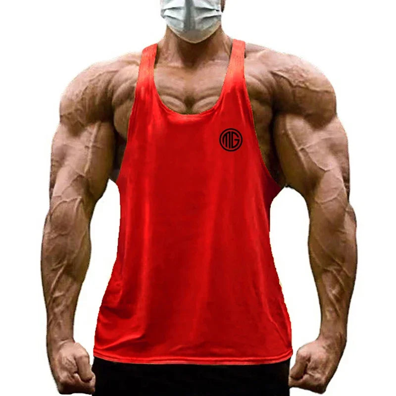 Men's Bodybuilding Muscle Tank Tops Gym Workout Stringer Fitness T-Shirt Cotton Breathable Undershirt Casual Sleeveless Vests