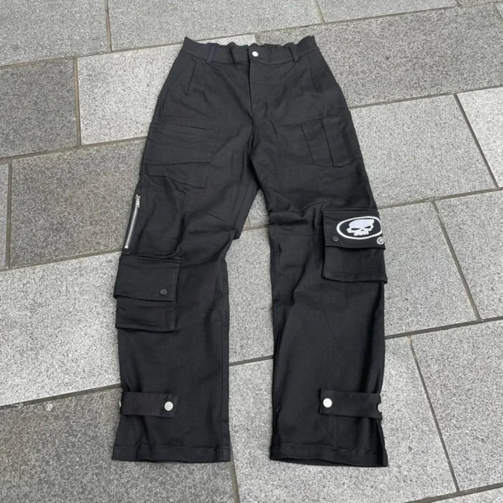 New Baggy Casual Wide Leg Jeans Men Street Retro Hip Hop Print Jeans Trend Fashion Black High-waist Jean Y2k Men Clothing 2023 ATFH