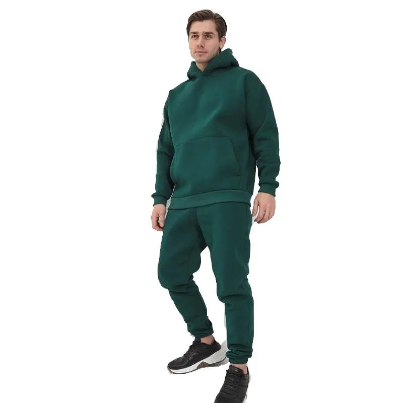 New in Hoodies & Sweatshirts Autumn and Winter Thick Fleece Sports Men's Women's Warm Hoodie Two-piece Set Tracksuits for Man - ATFH