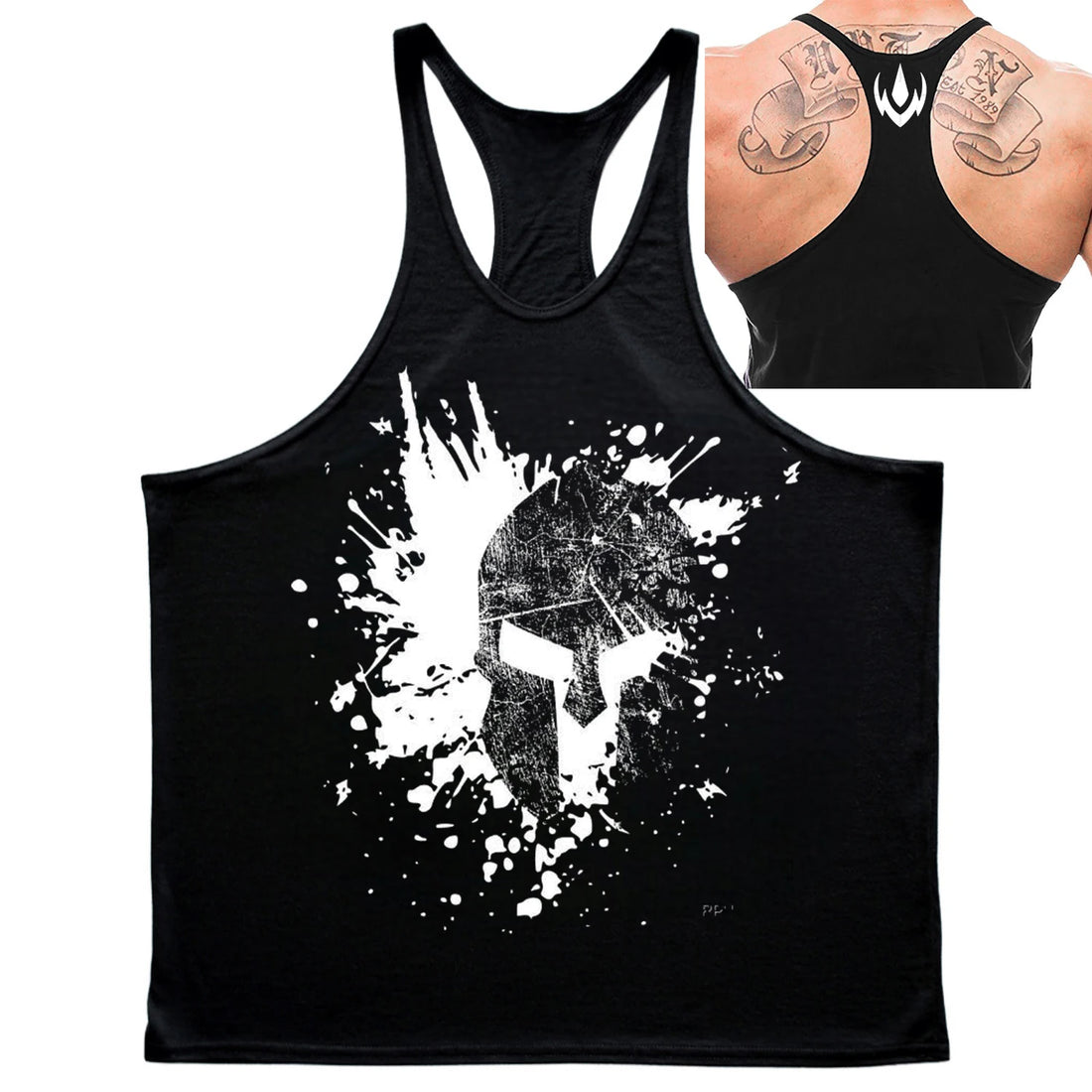 Men's Spartan Helmet Graphic Stringer Tank Top Gym Fitness Sleeveless Shirt Breathable Stylish Comfortable Bodybuilding Workout