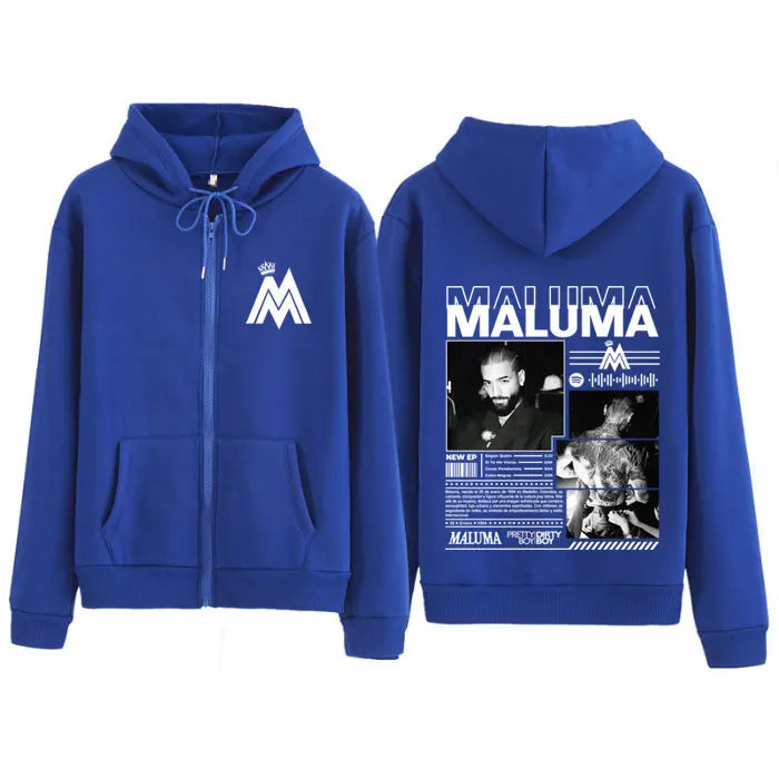 Rapper MALUMA Album Tour 2025 Zipper Hoodie Men Women Fashion Loose Jacket Coats High Quality Casual Hip-hop Vintage Sweatshirts