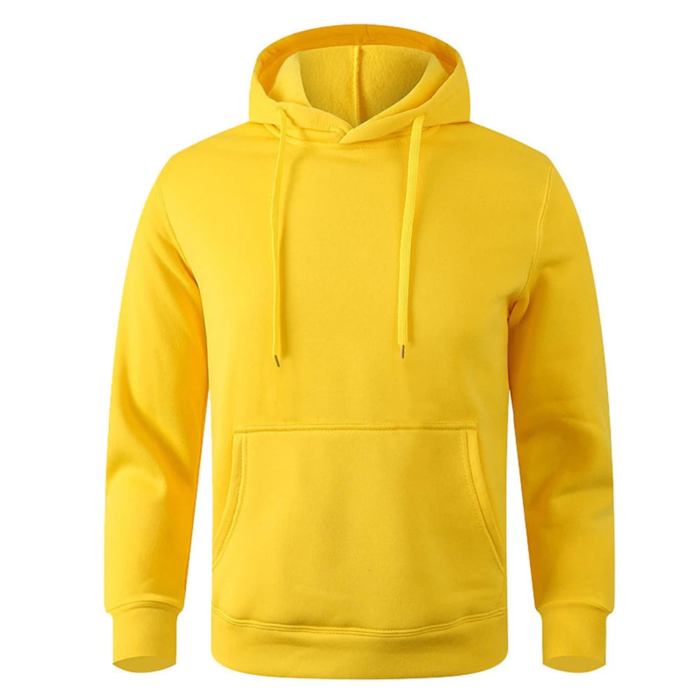 Men's and Women's Warm Sweatshirt Casual Solid Color Streetwear Pullovers Sport Fitness Pocket Hoodies Multi Color - ATFH