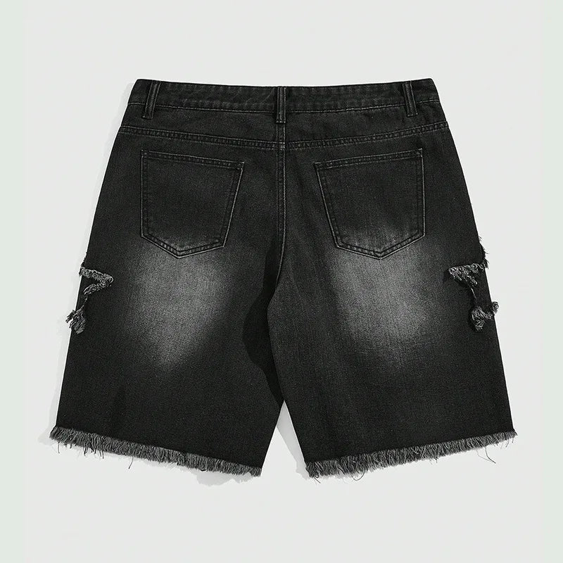 New high-end denim shorts for men in spring and summer of 2025, loose and versatile, trendy brand business casual denim shorts ATFH