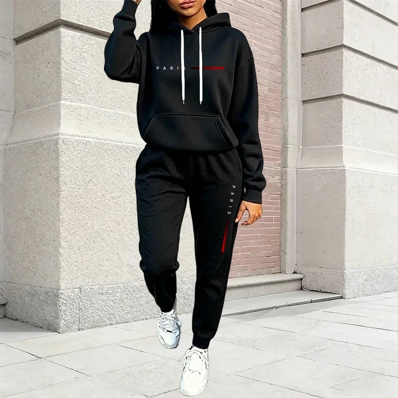 Hot Sales Women's Outfits Casual Hooded Sweatshirts Trousers 2 Pcs Suit Sports Jogging Clothes Autumn Winter Woman Pants Sets