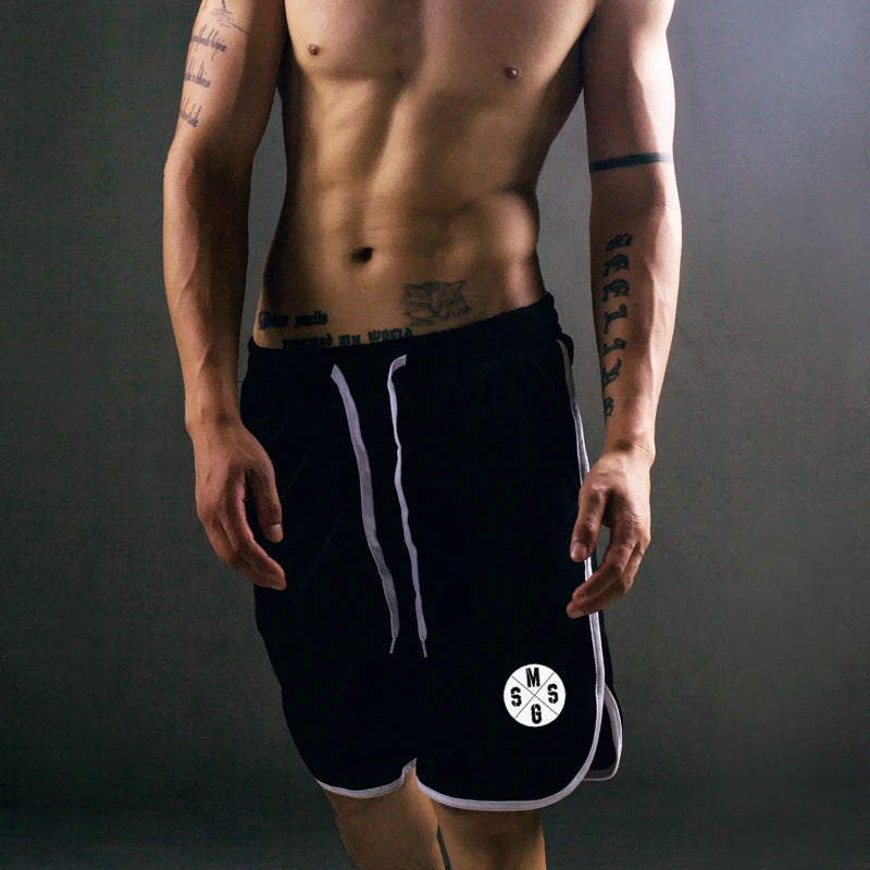Summer Sports Shorts Breathable  Mesh Men's Drawstring Elastic Pants Running Training Pants Outdoor Fitness Jogging Straight