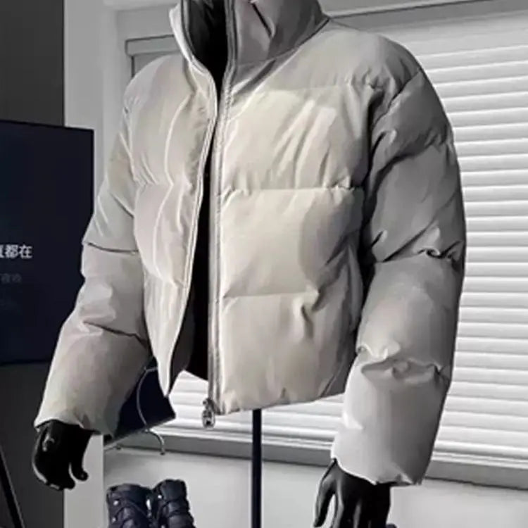 2026 Fashion Cotton Padded Coat for Men Winter Cropped Stand Collar Puffer Jackets Male Long Sleeve Thick Warm Overcoats F285
