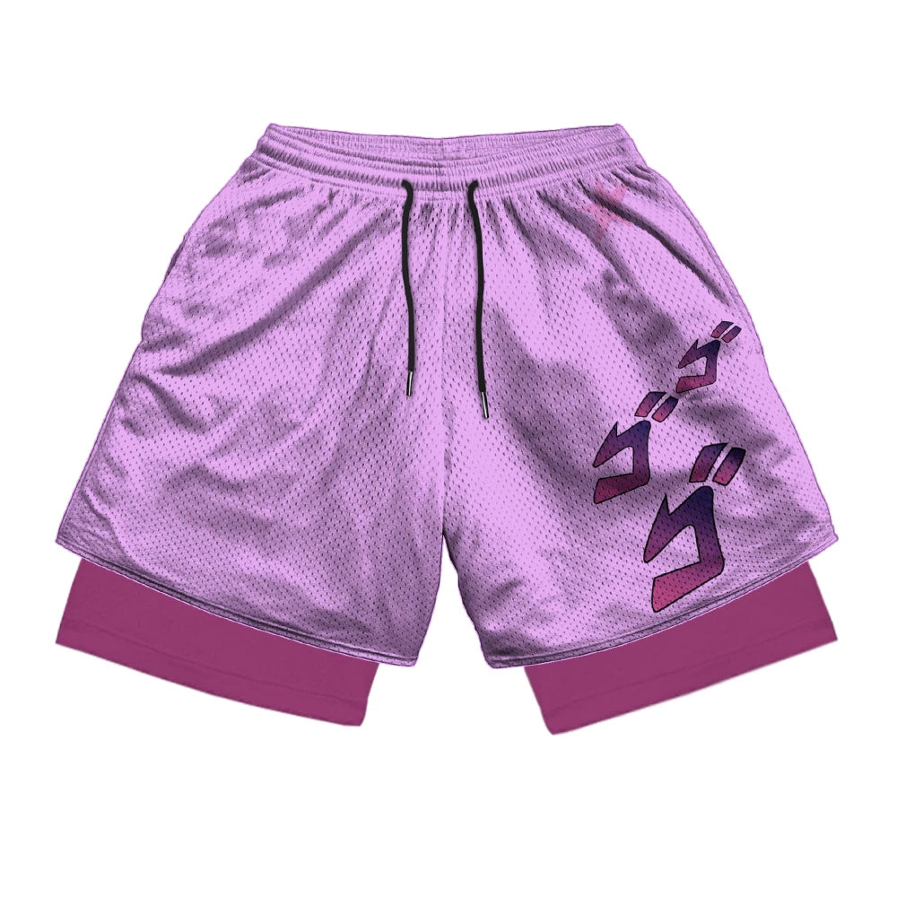 3D Print 2 in 1 Running Workout Shorts for Men Gym Compression Shorts with Side Pockets Summer Athletic Quick Dry Activewear