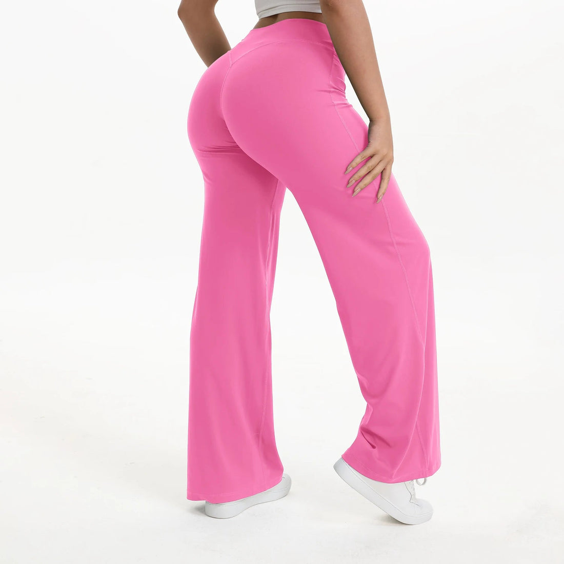 SoftMotion Straight Leg Bottoms Women's Mid-Waist Yoga Pants GYM Leggings Naked Feel Pilates Running Sports Trousers ATFH