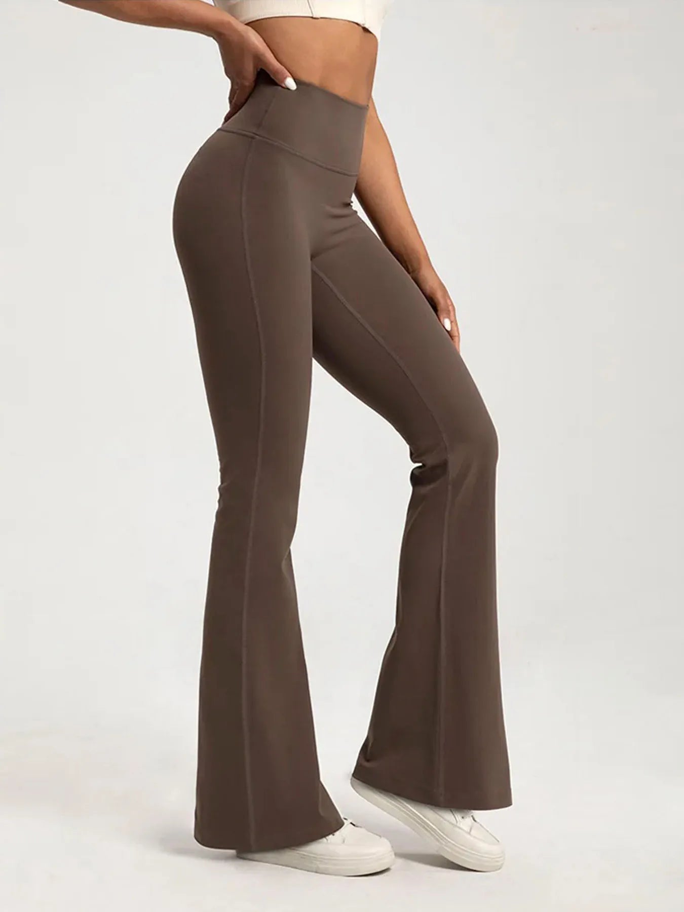 Naked High Waisted Waist Cinching Hip Lifting Fitness Exercise Elastic Bell Bottom Pants Women Casual Outdoor Running Yoga Pants ATFH