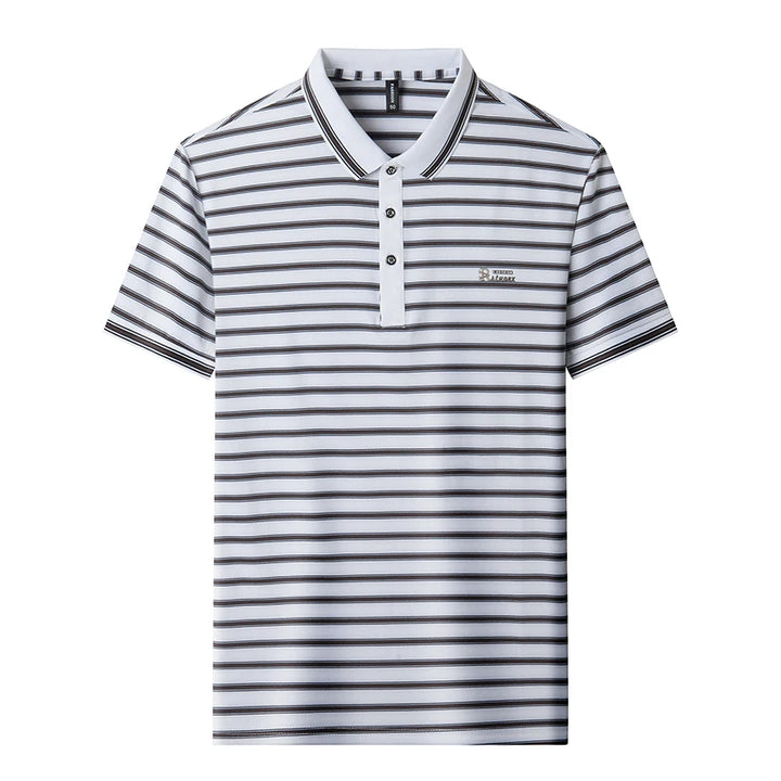 High end brand striped short sleeve polo shirt new breathable comfort luxury letter embossed T-shirt fashion summer men's wear