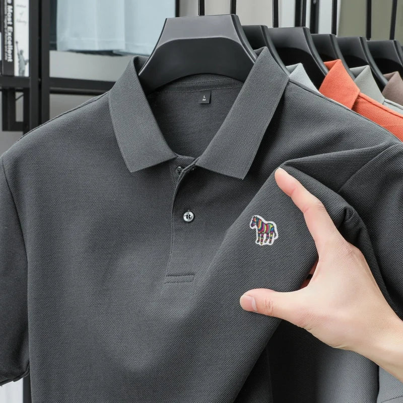 High end Men's Summer New Short Sleeve Breathable Polo Shirt Custom T-shirt Half Sleeved Exquisite Brand Pony Embroidery Top