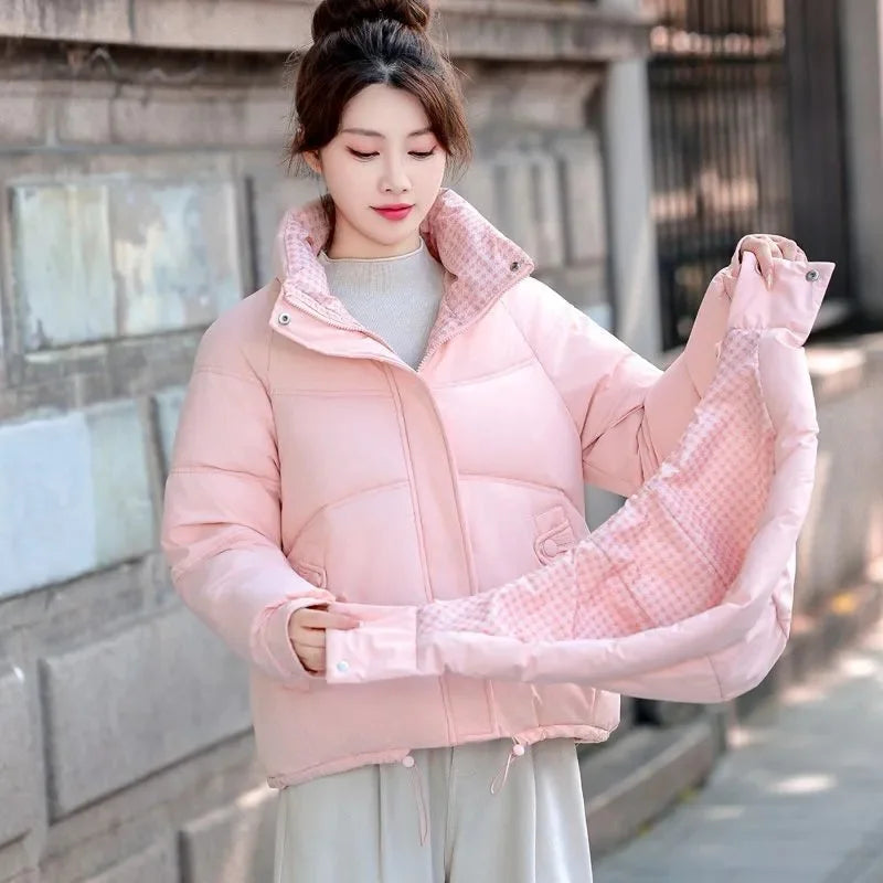Explosions Down Cotton Coat Women Parkas 2025 Winter New Warm Cotton Padded Jacket Short Outcoat Hooded Korean Overcoat Female