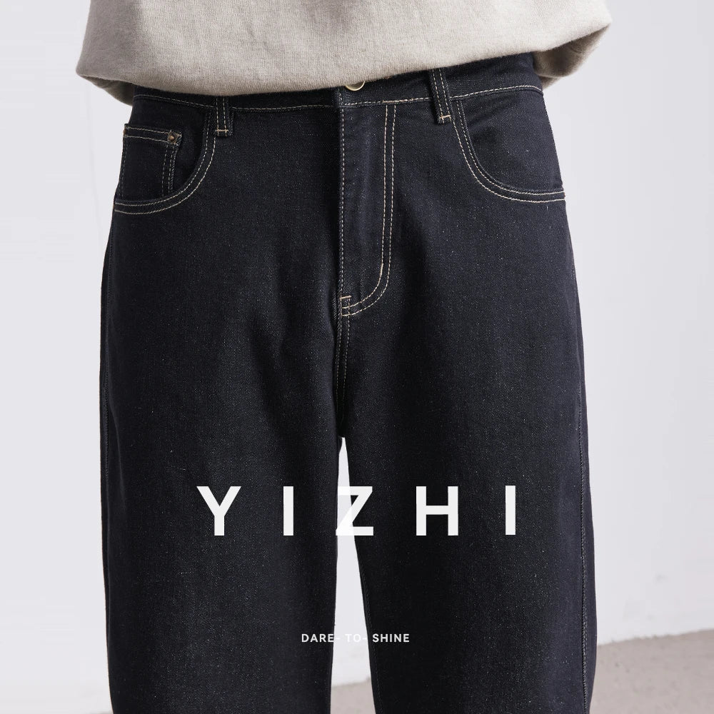 Fashion Retro Denim Jeans Men Spring Autumn New Straight Multi-Pocket Loose Casual Mid-Waist Trousers Men's Jeans ATFH