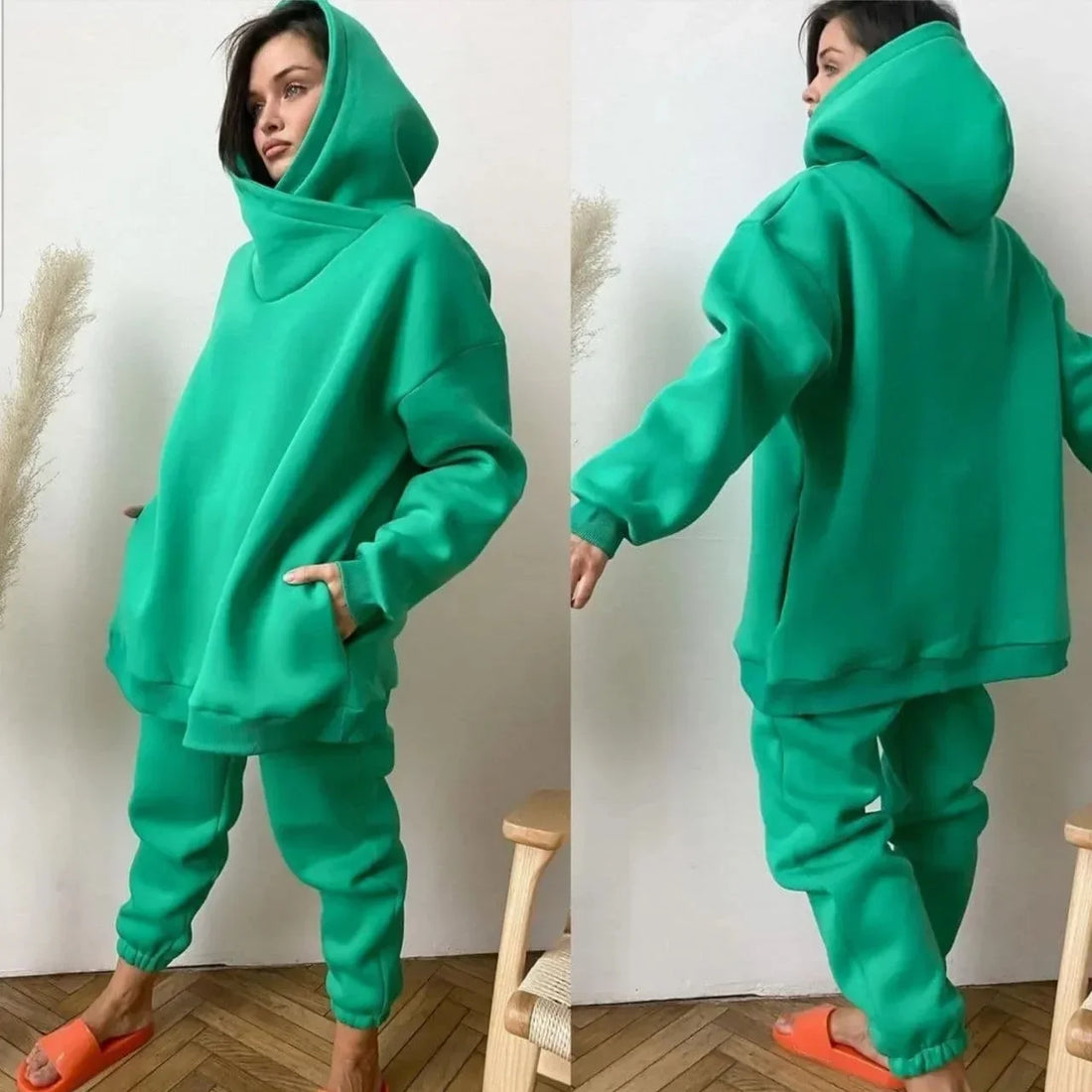 Sweatpants, Pants, Tracksuit, Female, Spring, Autumn, 2 Pcs Women's Long Sleeve Pullover Sports Set, Hooded Sweatshirt, Tops,